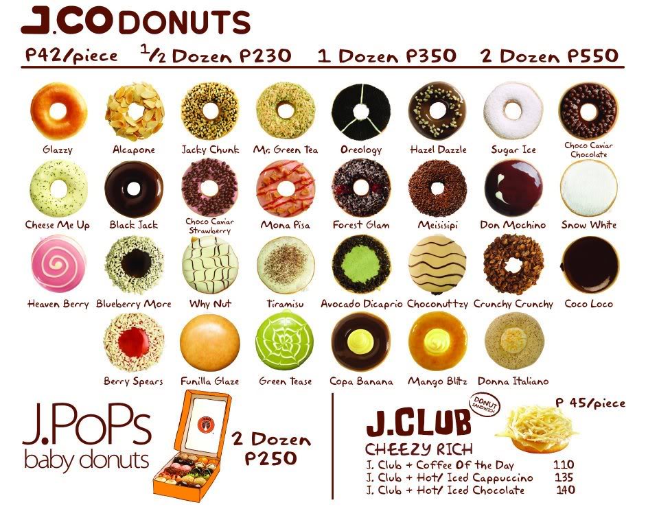 Jco Donuts Menu