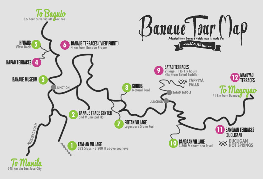 Banaue Rice Terraces Tour Map
