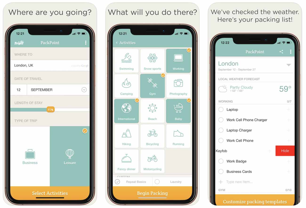 Best Travel Apps: PackPoint