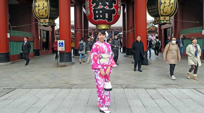 Dress up in a traditional kimono rental