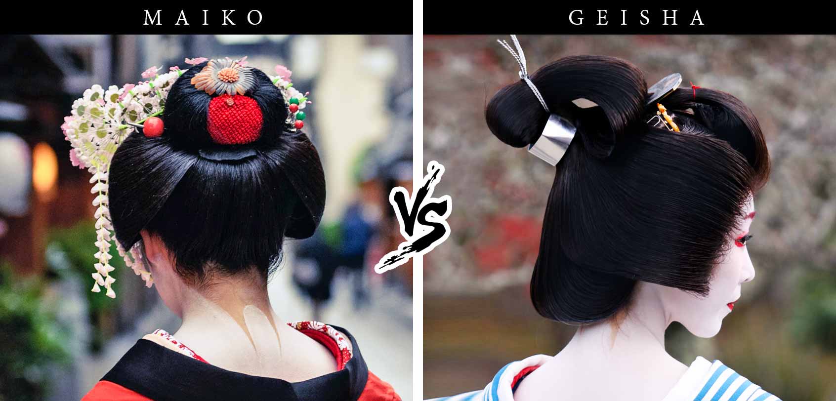 Maiko vs Geiko Hairstyle (Wareshinobu and Ofuku)