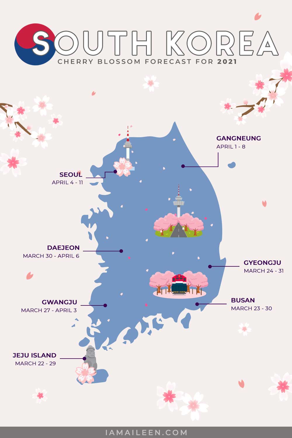 South Korea Cherry Blossom Forecast 2021