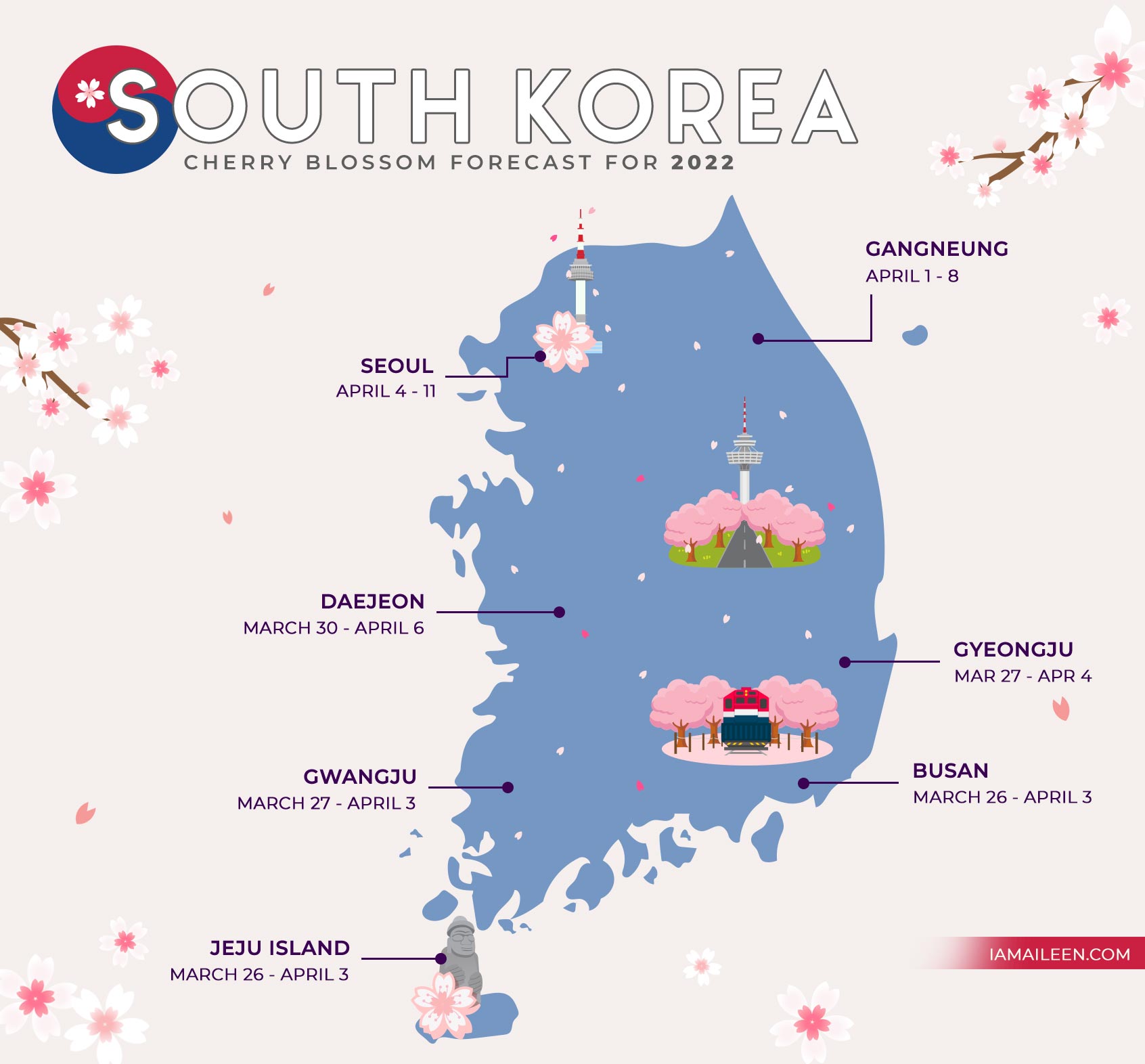 South Korea Cherry Blossom Forecast 2022