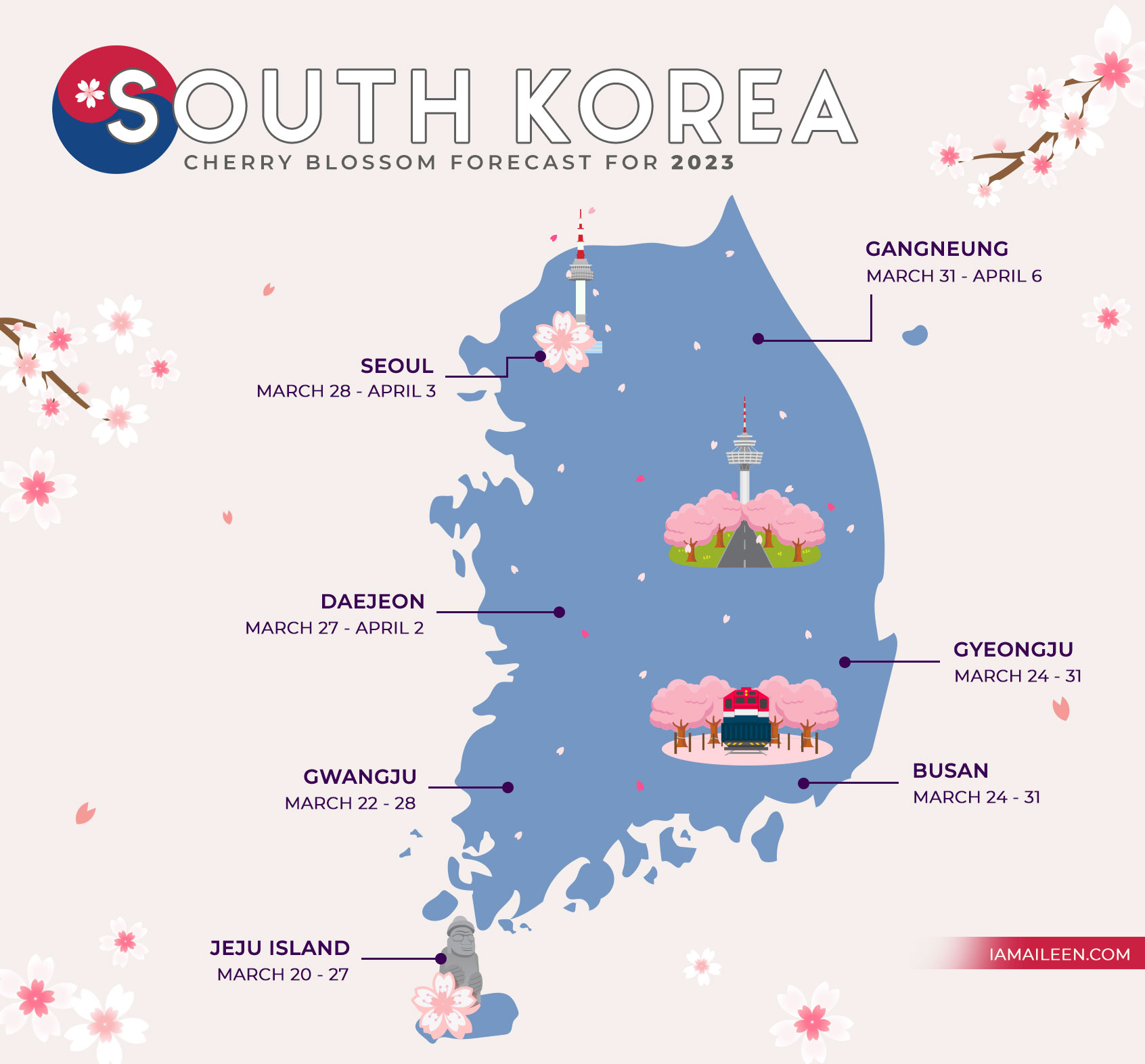 South Korea Cherry Blossom Forecast 2023